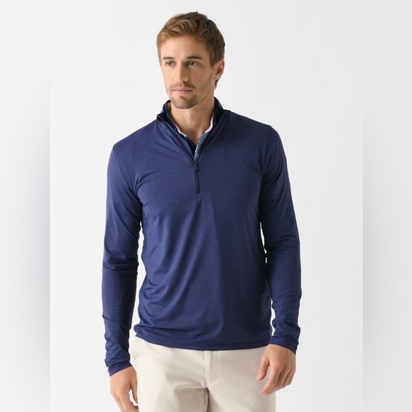 Greyson Men's Guide Performance Quarter-Zip Maltese Blue Pullover - Picture 1 of 10